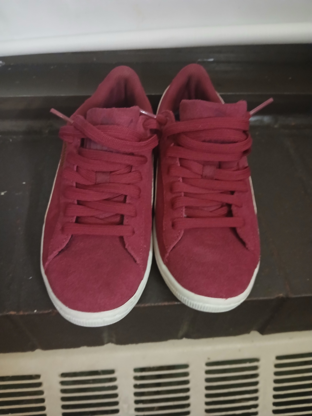 Puma Burgundy Suede Low-Top Sneakers